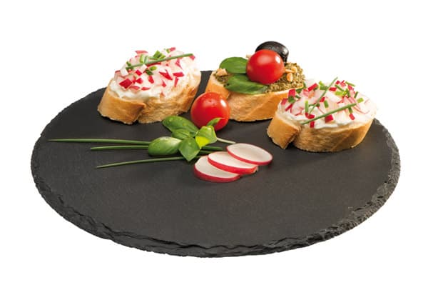 Pladenj iz naravnega skrilavca Ø 28 cm, okrogel, debelina: 6-9 mm