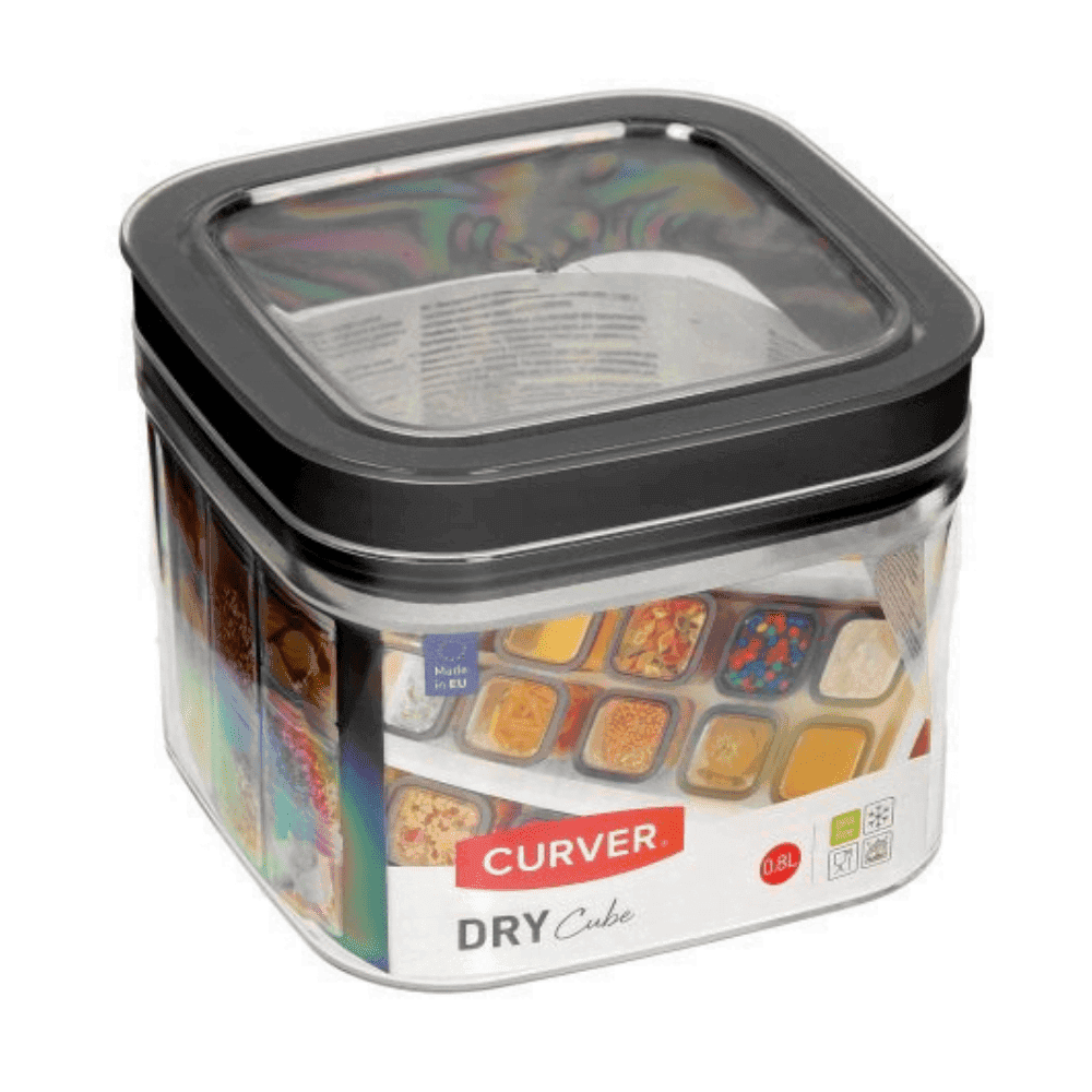 Posodica za shranjevanje Dry cube 0.8l, transparent-siva