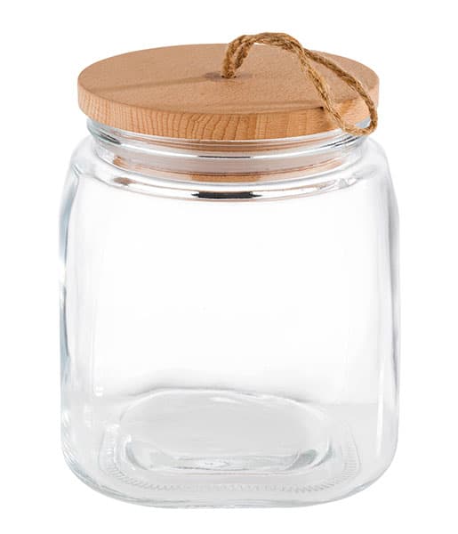 jar -WOODY- 14 x 14 cm, v: 17 cm steklo, les, silikon